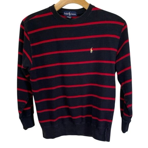 Polo Ralph Lauren Other - Polo Ralph Lauren Men's Size Medium Black & Red Striped Pull Over Sweater